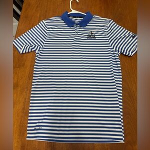 Nike Golf Polo Bethpage Black PGA Championship Blue/White Striped Mens Small